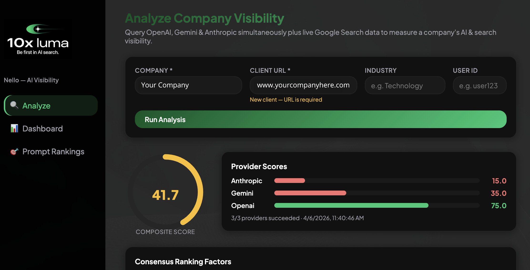 10X Luma Dashboard